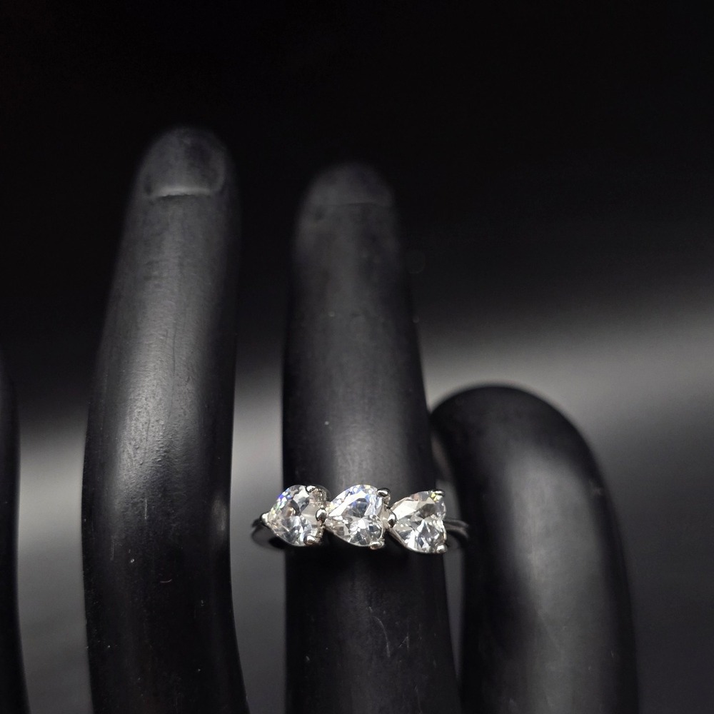 18K HGE CZ Heart Ring Size 6 Gold Electroplated Vintage Jewelry